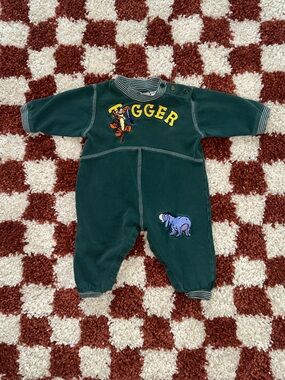 Vintage Disney Tigger & Eeyore Green Baby Romper